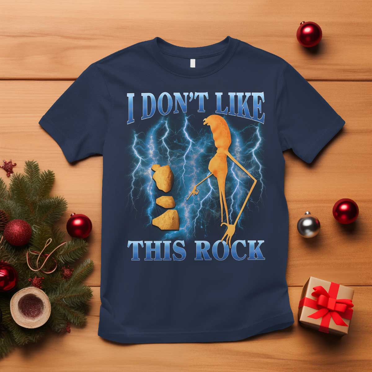 Funny Christmas Marcus The Worm T Shirt I Don't Like This Rock Brain Rot - Wonder Print Shop