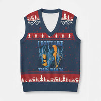 Funny Xmas Marcus The Worm V-Neck Knit Sweater Vest I Don't Like This Rock Brain Rot - Wonder Print Shop