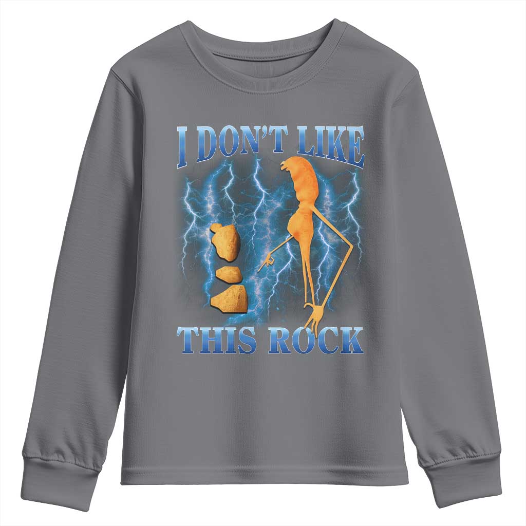 Funny Christmas Marcus The Worm Youth Sweatshirt I Don't Like This Rock Brain Rot - Wonder Print Shop