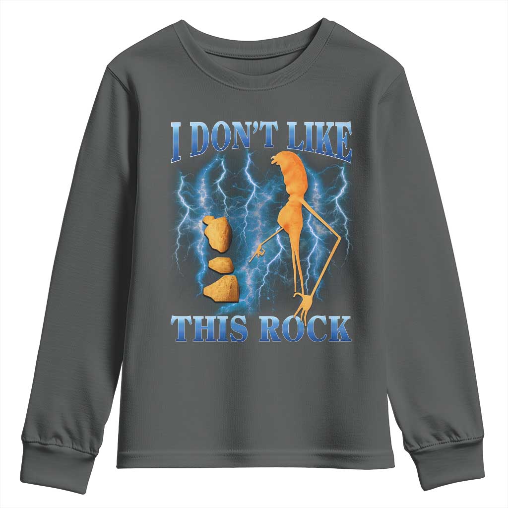 Funny Christmas Marcus The Worm Youth Sweatshirt I Don't Like This Rock Brain Rot - Wonder Print Shop