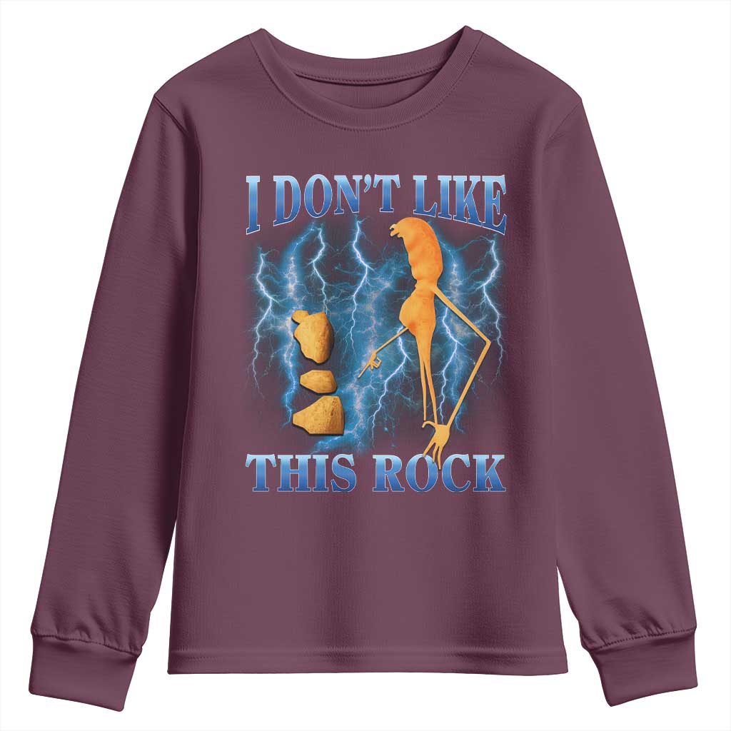Funny Christmas Marcus The Worm Youth Sweatshirt I Don't Like This Rock Brain Rot - Wonder Print Shop