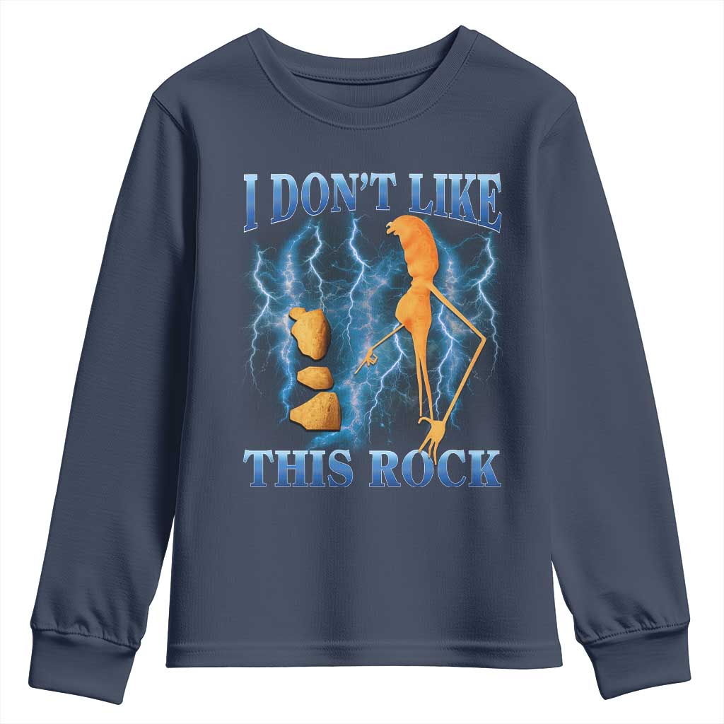 Funny Christmas Marcus The Worm Youth Sweatshirt I Don't Like This Rock Brain Rot - Wonder Print Shop