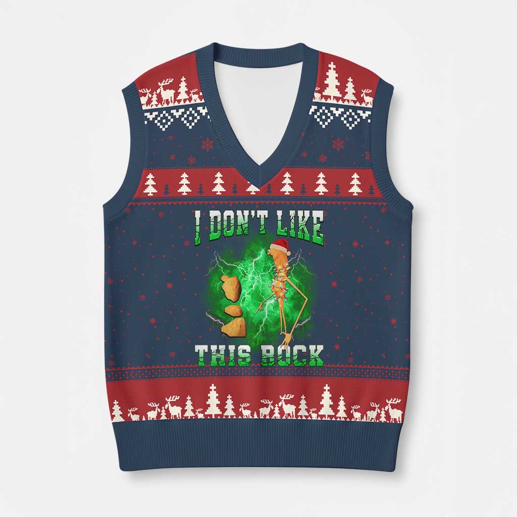 Funny Marcus The Worm V-Neck Knit Sweater Vest I Don't Like This Rock Brain Rot - Wonder Print Shop