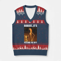 Marcus The Worm Meme V-Neck Knit Sweater Vest Robert Its Pissing Me Off - Wonder Print Shop