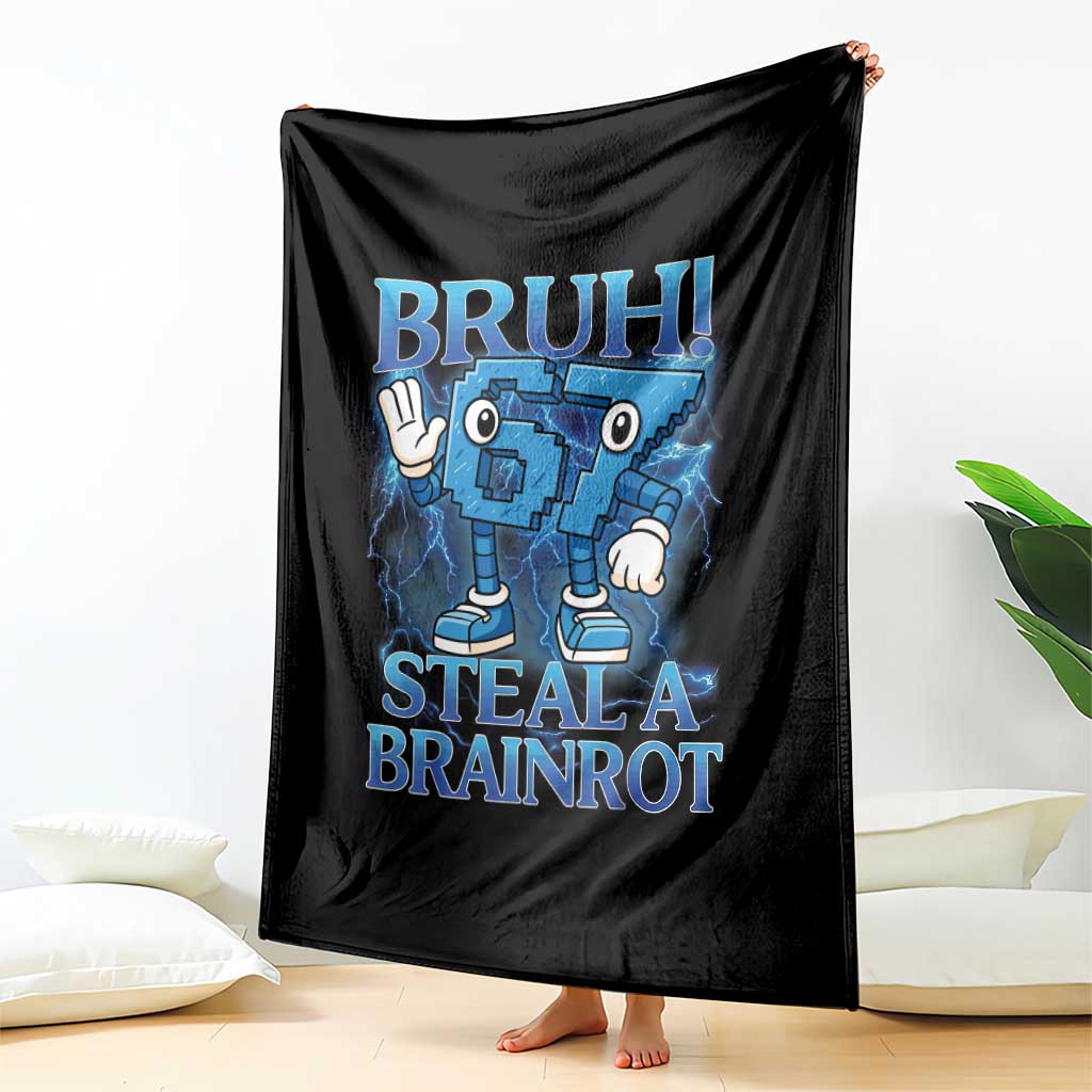 Bruh 6 7 Steal a Brainrot Throw Blanket 6-7 Funny Brainrot Meme Six Seven Bootleg - Wonder Print Shop