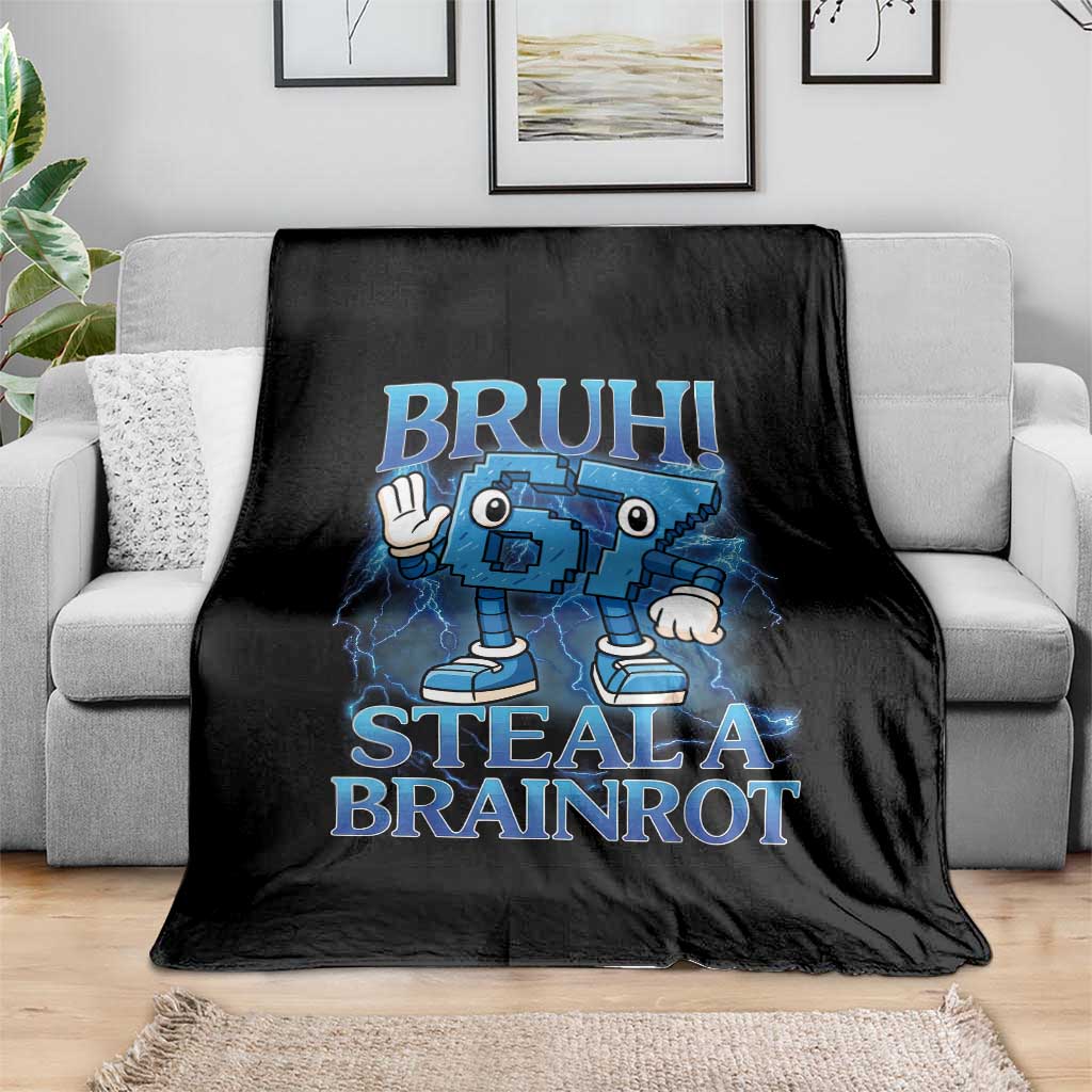 Bruh 6 7 Steal a Brainrot Throw Blanket 6-7 Funny Brainrot Meme Six Seven Bootleg - Wonder Print Shop