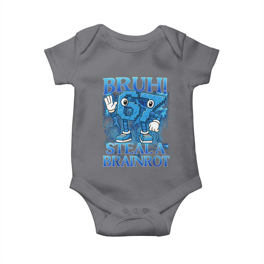 Bruh 6 7 Steal a Brainrot Baby Onesie 6-7 Funny Brainrot Meme Six Seven Bootleg - Wonder Print Shop