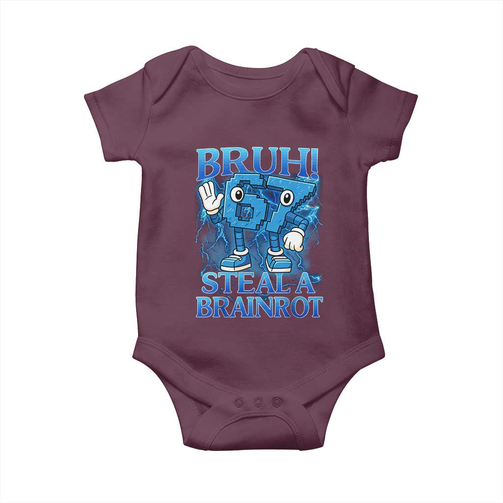 Bruh 6 7 Steal a Brainrot Baby Onesie 6-7 Funny Brainrot Meme Six Seven Bootleg - Wonder Print Shop