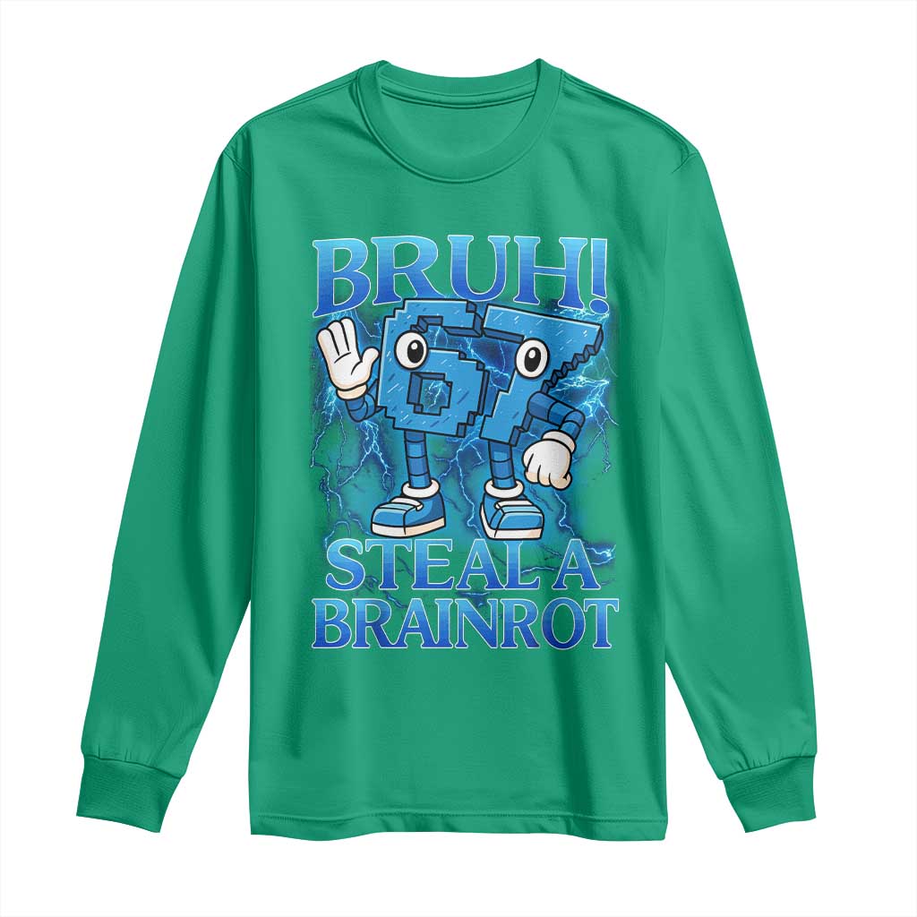 Bruh 6 7 Steal a Brainrot Long Sleeve Shirt 6-7 Funny Brainrot Meme Six Seven Bootleg - Wonder Print Shop
