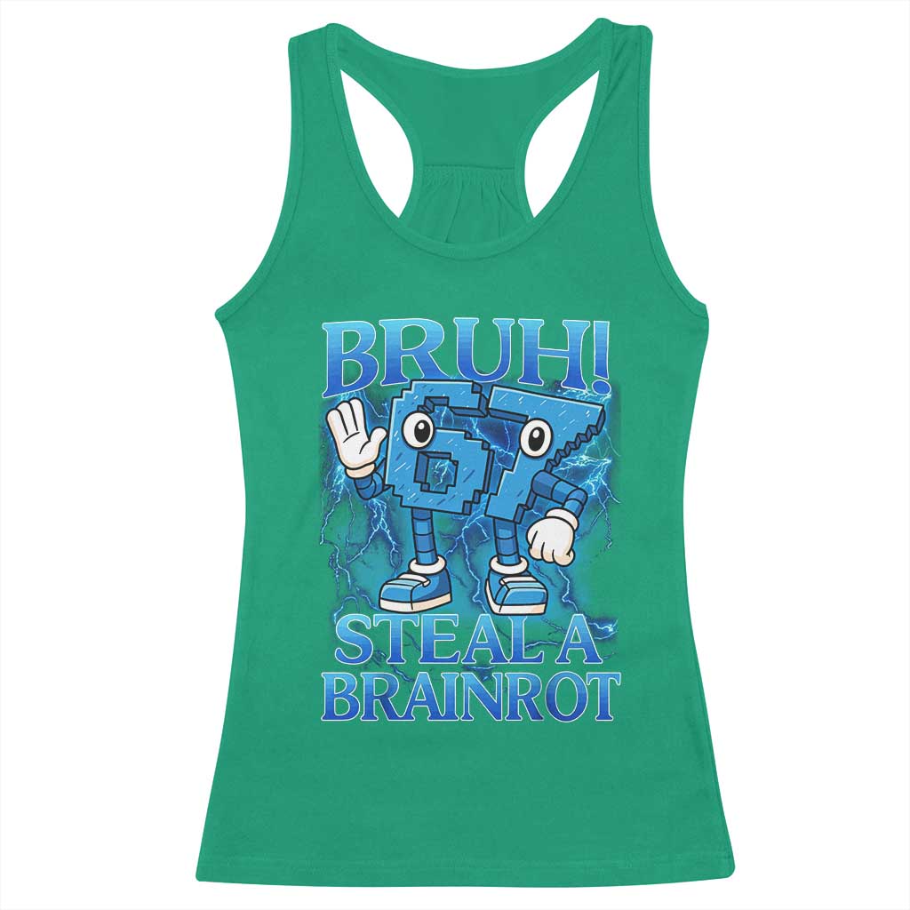 Bruh 6 7 Steal a Brainrot Racerback Tank Top 6-7 Funny Brainrot Meme Six Seven Bootleg - Wonder Print Shop