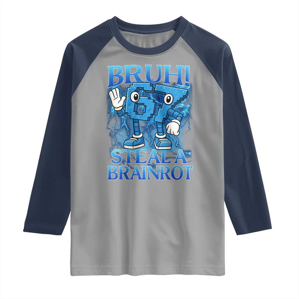 Bruh 6 7 Steal a Brainrot Raglan Shirt 6-7 Funny Brainrot Meme Six Seven Bootleg - Wonder Print Shop