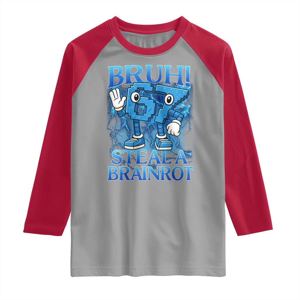 Bruh 6 7 Steal a Brainrot Raglan Shirt 6-7 Funny Brainrot Meme Six Seven Bootleg - Wonder Print Shop