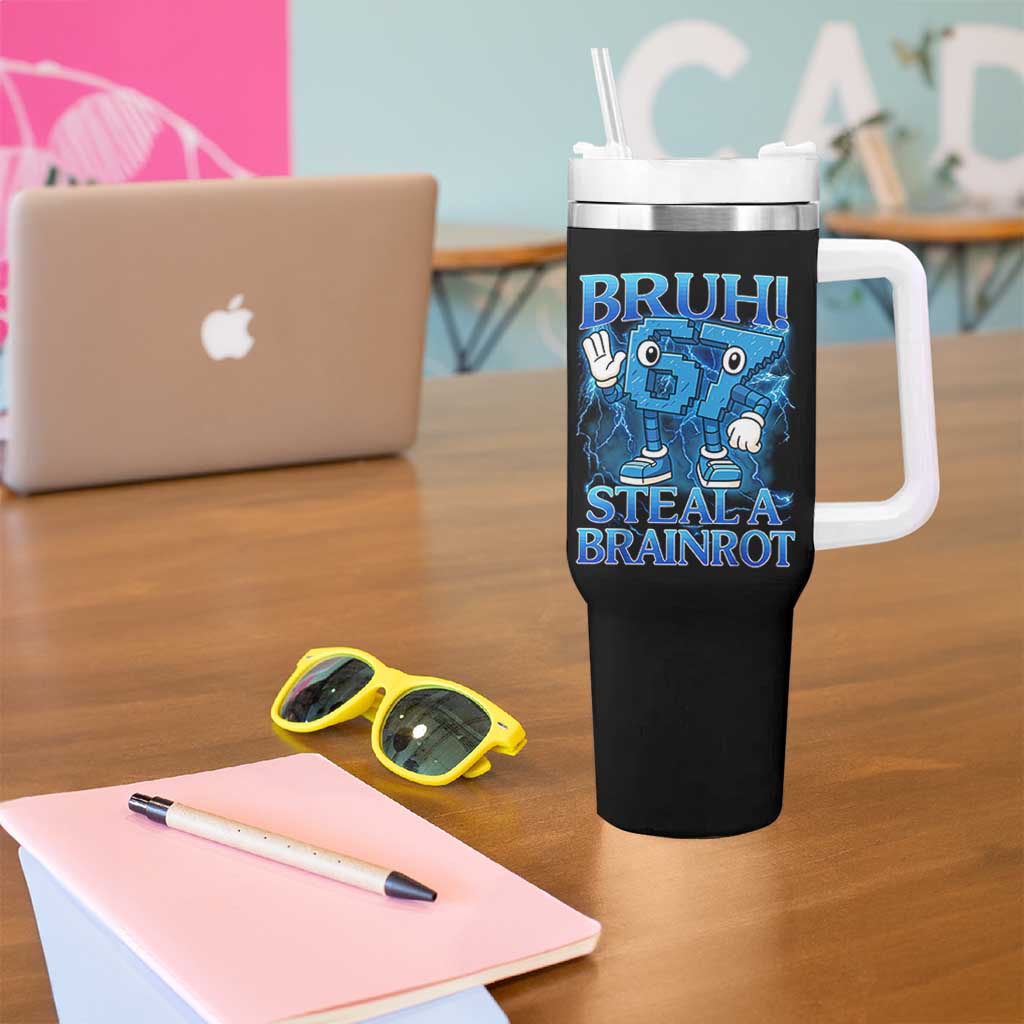 Bruh 6 7 Steal a Brainrot Tumbler With Handle 6-7 Funny Brainrot Meme Six Seven Bootleg - Wonder Print Shop