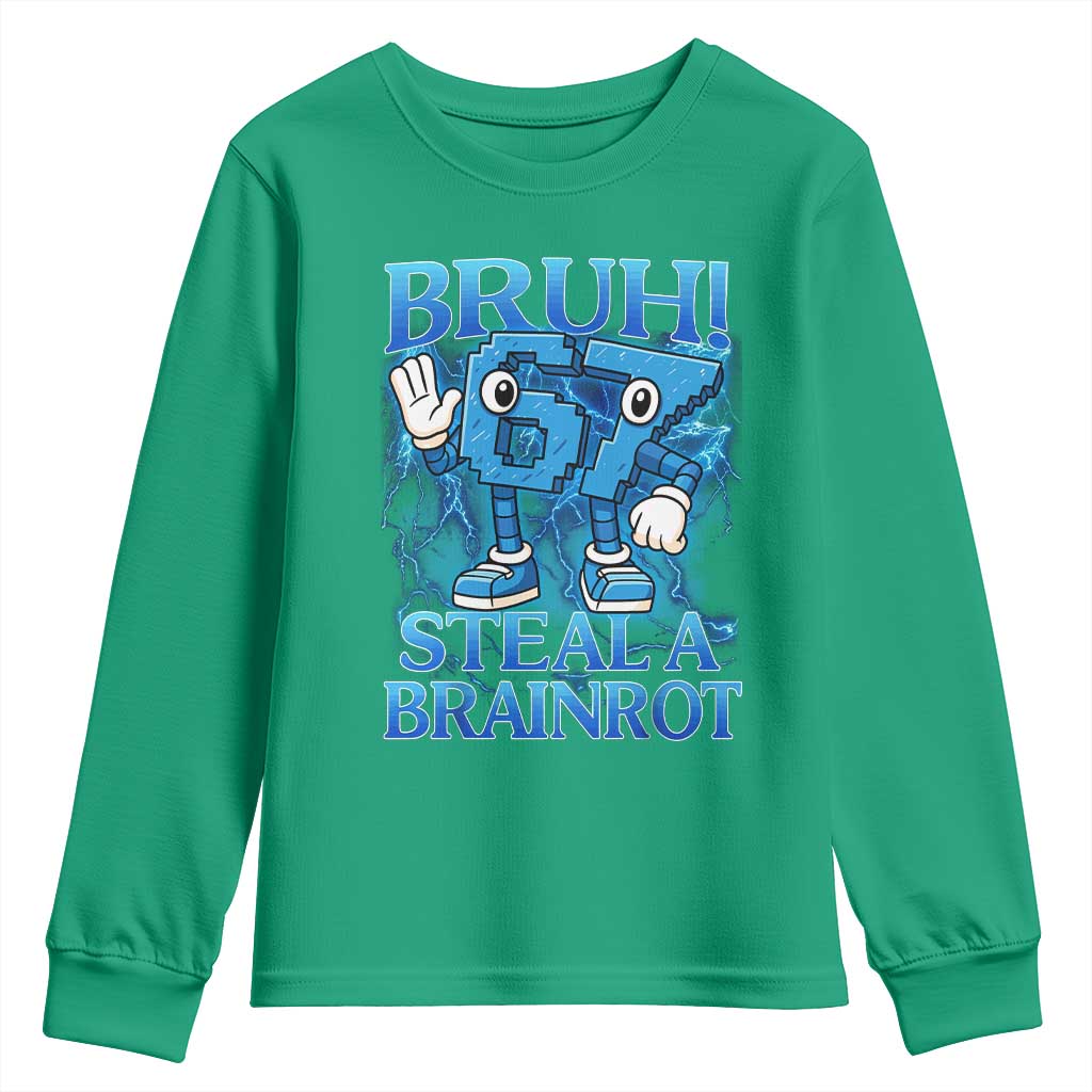 Bruh 6 7 Steal a Brainrot Youth Sweatshirt 6-7 Funny Brainrot Meme Six Seven Bootleg - Wonder Print Shop