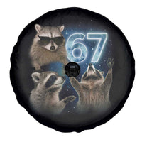 Funny 67 Raccoon Meme Spare Tire Cover Howling at The Moon Funny Six Seven Weird Cursed - Wonder Print Shop