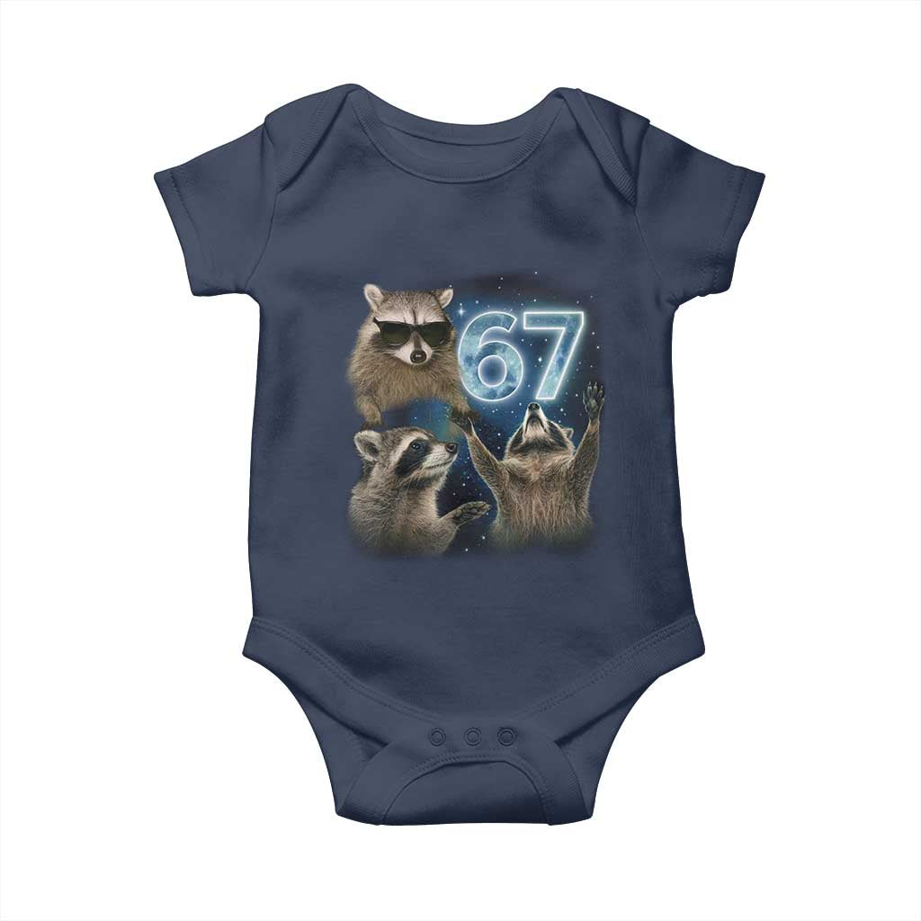 Funny 67 Raccoon Meme Baby Onesie Howling at The Moon Funny Six Seven Weird Cursed - Wonder Print Shop