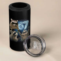 Funny 67 Raccoon Meme 4 in 1 Can Cooler Tumbler Howling at The Moon Funny Six Seven Weird Cursed - Wonder Print Shop
