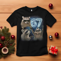 Funny 67 Raccoon Meme T Shirt Howling at The Moon Funny Six Seven Weird Cursed - Wonder Print Shop