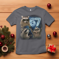 Funny 67 Raccoon Meme T Shirt Howling at The Moon Funny Six Seven Weird Cursed - Wonder Print Shop