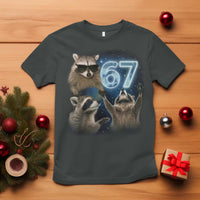 Funny 67 Raccoon Meme T Shirt Howling at The Moon Funny Six Seven Weird Cursed - Wonder Print Shop