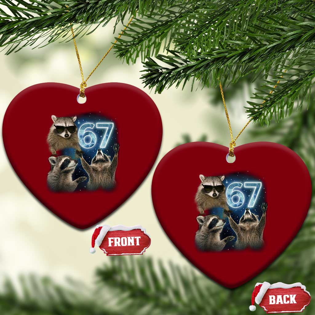 Funny 67 Raccoon Meme Ceramic Ornament Howling at The Moon Funny Six Seven Weird Cursed - Wonder Print Shop