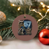 Funny 67 Raccoon Meme Ceramic Ornament Howling at The Moon Funny Six Seven Weird Cursed - Wonder Print Shop