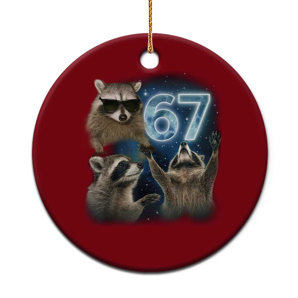 Funny 67 Raccoon Meme Ceramic Ornament Howling at The Moon Funny Six Seven Weird Cursed - Wonder Print Shop