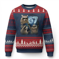 Funny 67 Raccoon Meme Ugly Christmas Sweater Howling at The Moon Funny Six Seven Weird Cursed - Wonder Print Shop