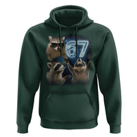 Funny 67 Raccoon Meme Hoodie Howling at The Moon Funny Six Seven Weird Cursed - Wonder Print Shop