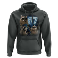 Funny 67 Raccoon Meme Hoodie Howling at The Moon Funny Six Seven Weird Cursed - Wonder Print Shop