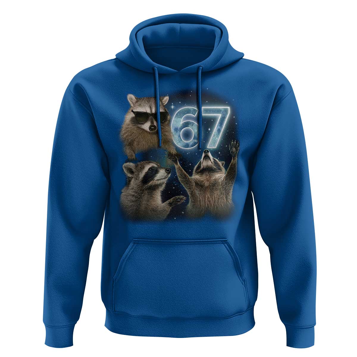 Funny 67 Raccoon Meme Hoodie Howling at The Moon Funny Six Seven Weird Cursed - Wonder Print Shop
