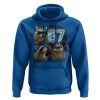 Funny 67 Raccoon Meme Hoodie Howling at The Moon Funny Six Seven Weird Cursed - Wonder Print Shop