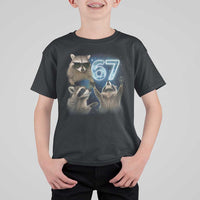 Funny 67 Raccoon Meme T Shirt For Kid Howling at The Moon Funny Six Seven Weird Cursed - Wonder Print Shop