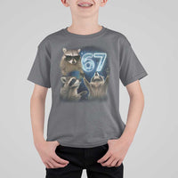 Funny 67 Raccoon Meme T Shirt For Kid Howling at The Moon Funny Six Seven Weird Cursed - Wonder Print Shop