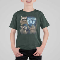 Funny 67 Raccoon Meme T Shirt For Kid Howling at The Moon Funny Six Seven Weird Cursed - Wonder Print Shop