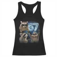 Funny 67 Raccoon Meme Racerback Tank Top Howling at The Moon Funny Six Seven Weird Cursed - Wonder Print Shop