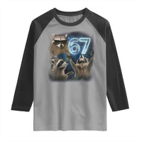 Funny 67 Raccoon Meme Raglan Shirt Howling at The Moon Funny Six Seven Weird Cursed - Wonder Print Shop