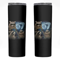 Funny 67 Raccoon Meme Skinny Tumbler Howling at The Moon Funny Six Seven Weird Cursed - Wonder Print Shop