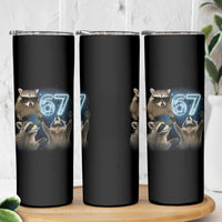 Funny 67 Raccoon Meme Skinny Tumbler Howling at The Moon Funny Six Seven Weird Cursed - Wonder Print Shop