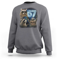 Funny 67 Raccoon Meme Sweatshirt Howling at The Moon Funny Six Seven Weird Cursed - Wonder Print Shop