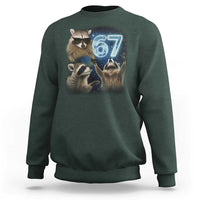 Funny 67 Raccoon Meme Sweatshirt Howling at The Moon Funny Six Seven Weird Cursed - Wonder Print Shop