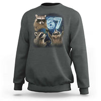 Funny 67 Raccoon Meme Sweatshirt Howling at The Moon Funny Six Seven Weird Cursed - Wonder Print Shop