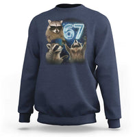 Funny 67 Raccoon Meme Sweatshirt Howling at The Moon Funny Six Seven Weird Cursed - Wonder Print Shop