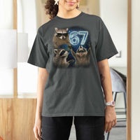 Funny 67 Raccoon Meme T Shirt For Women Howling at The Moon Funny Six Seven Weird Cursed - Wonder Print Shop
