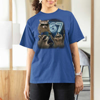 Funny 67 Raccoon Meme T Shirt For Women Howling at The Moon Funny Six Seven Weird Cursed - Wonder Print Shop