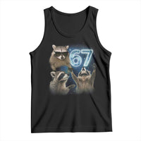 Funny 67 Raccoon Meme Tank Top Howling at The Moon Funny Six Seven Weird Cursed - Wonder Print Shop