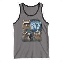 Funny 67 Raccoon Meme Tank Top Howling at The Moon Funny Six Seven Weird Cursed - Wonder Print Shop