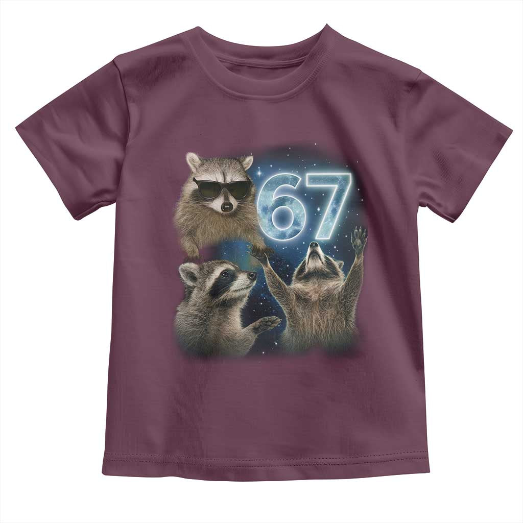 Funny 67 Raccoon Meme Toddler T Shirt Howling at The Moon Funny Six Seven Weird Cursed - Wonder Print Shop
