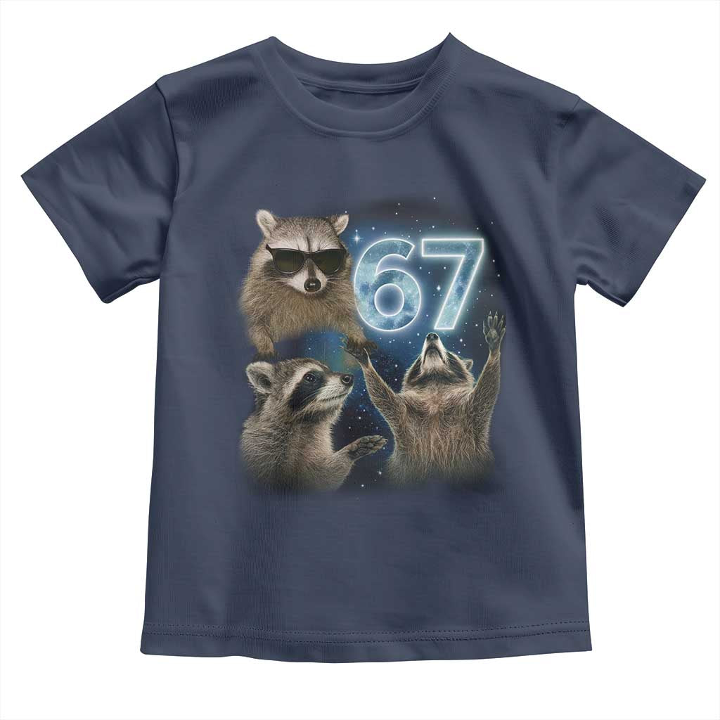Funny 67 Raccoon Meme Toddler T Shirt Howling at The Moon Funny Six Seven Weird Cursed - Wonder Print Shop