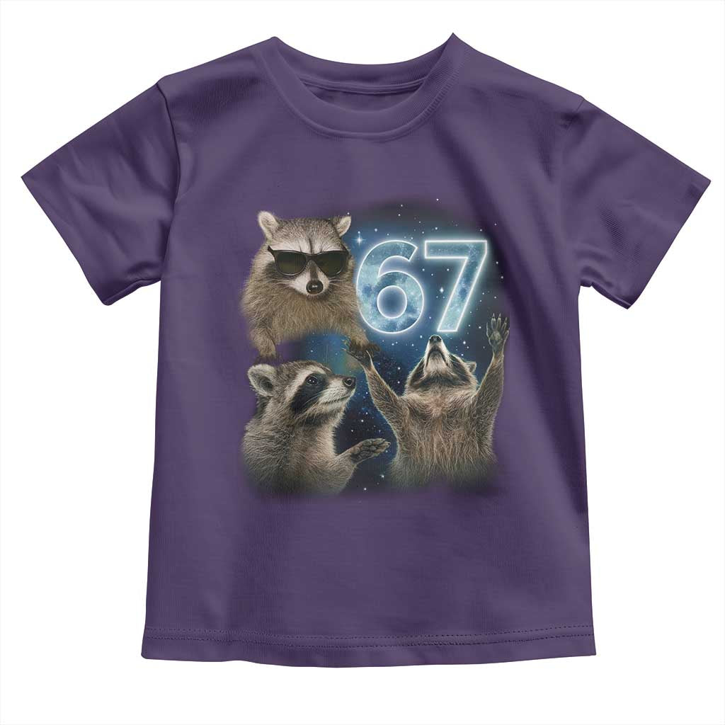 Funny 67 Raccoon Meme Toddler T Shirt Howling at The Moon Funny Six Seven Weird Cursed - Wonder Print Shop